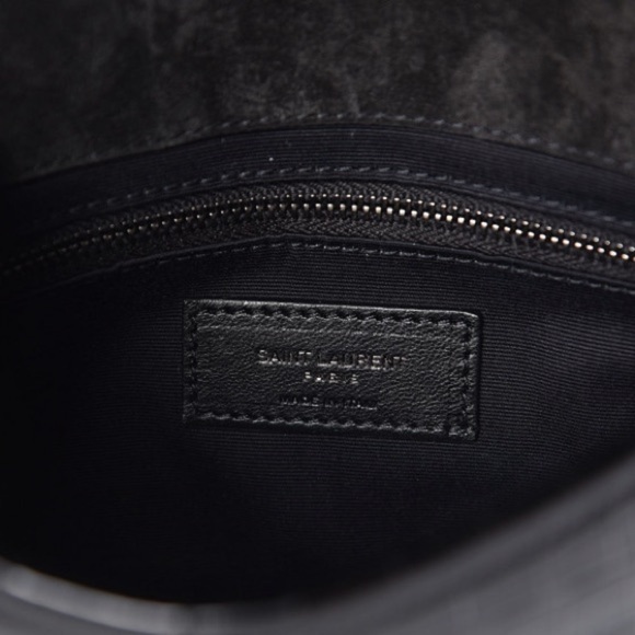 Saint Laurent Black Croc-Embossed Leather Crossbody Bag - Picture 13 of 15